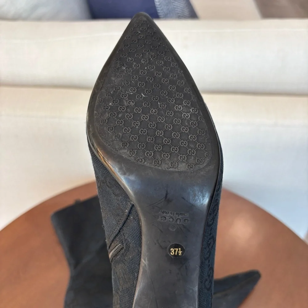 Authentic Vintage Gucci GG Monogram Canvas Pointed Toe Ankle Boots, Size 37. 1/2 - Picture 13 of 13